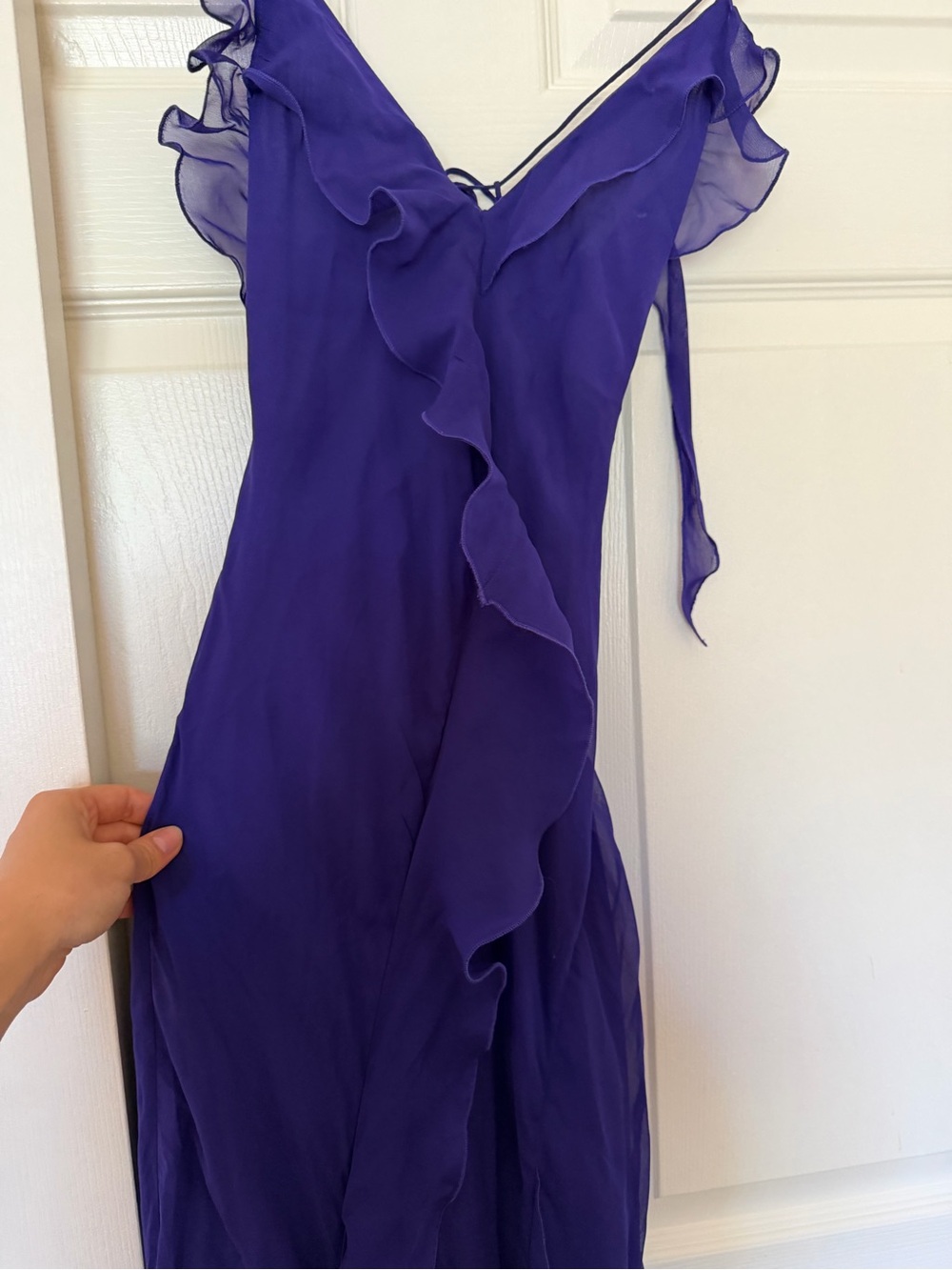 Purple Ruffle V-Neck Women's Dress